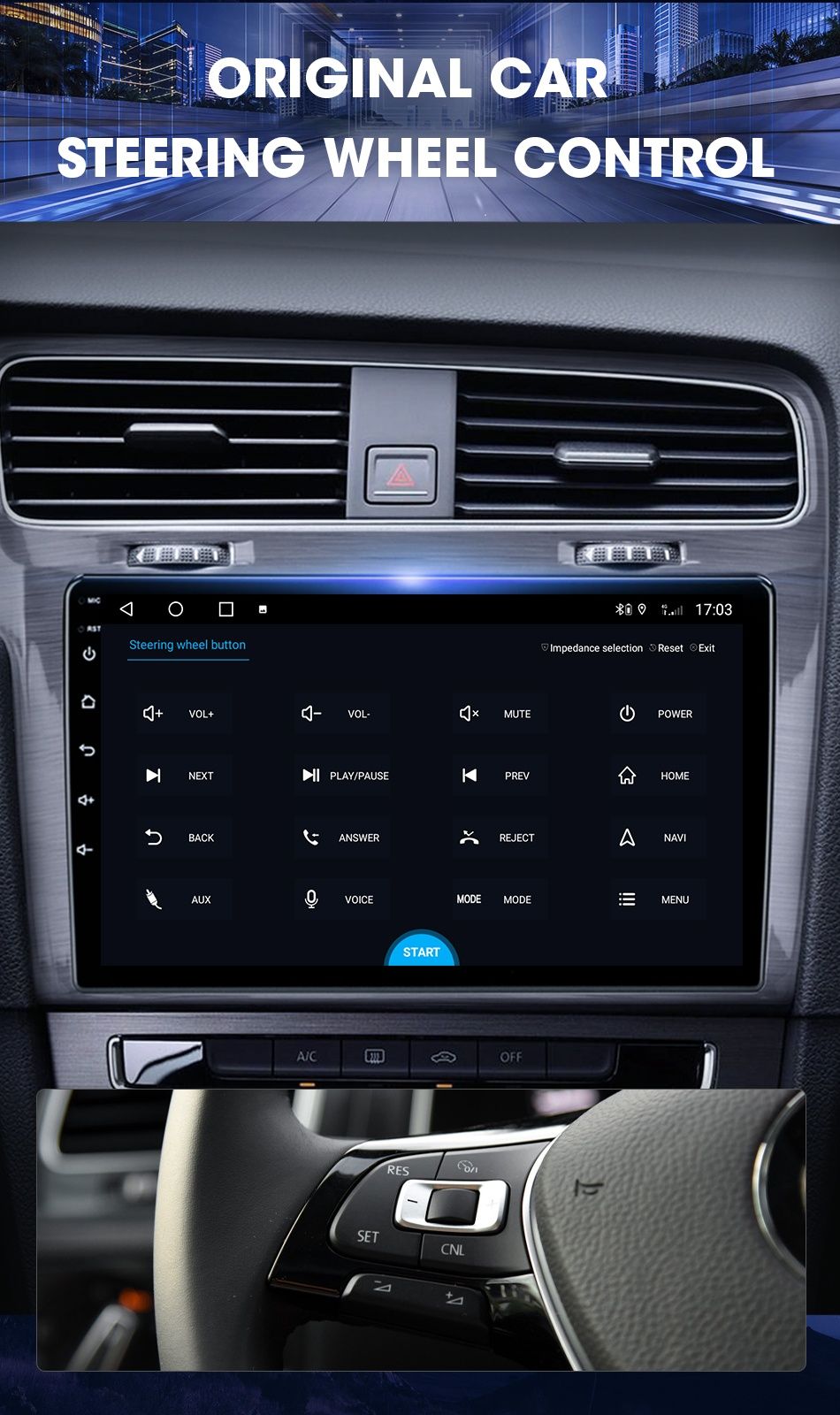 Rádio android 11 2din Volkswagen Golf 7 2011 a 2023 gps carplay wifi