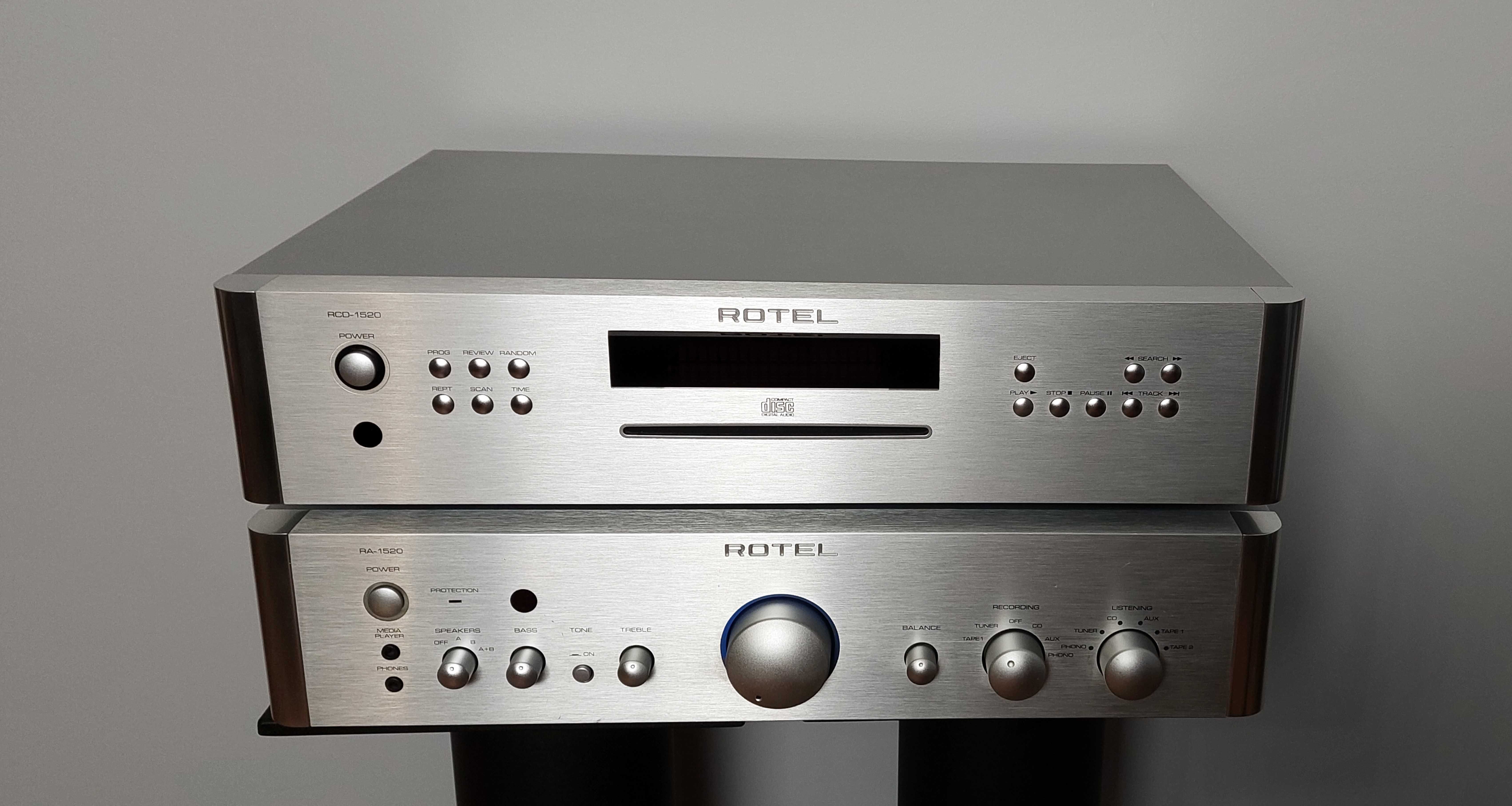 Wzmacniacz zintegrowany + odtwarzacz CD ROTEL RA1520 + RCD1520 + pilot