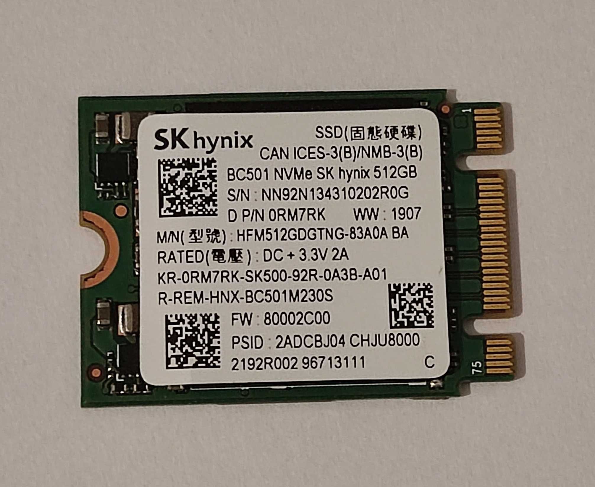 Dysk SSD m2 NVMe 512GB_2230 - Hynix BC_501, klucz K+M pod Steam Deck