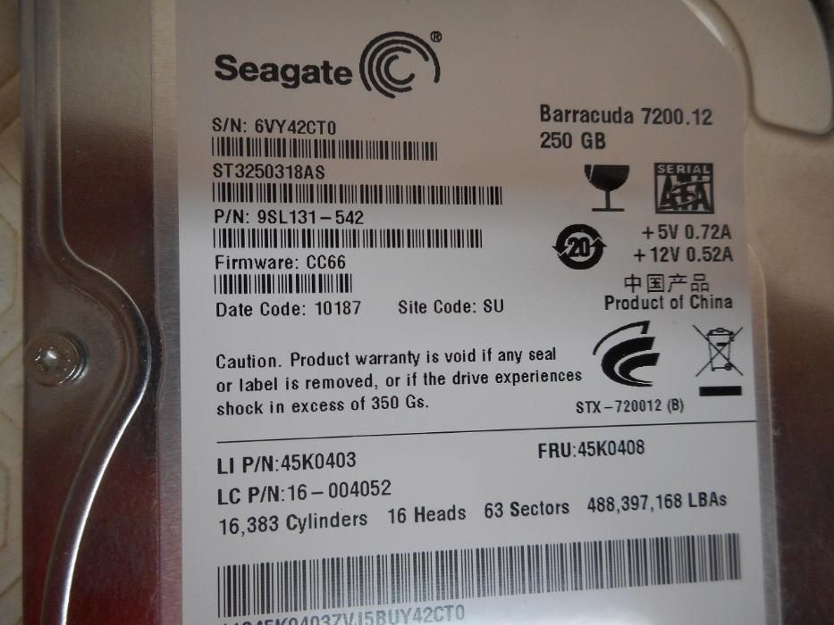 Disco Rígido SEAGATE SATA 250GB 3.5"