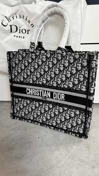 Dior Tote duża haftowana czarno-biała nowa!