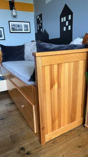 Łóżko młodzieżowe, dziecięce drewniane 212x99 wraz z materacem