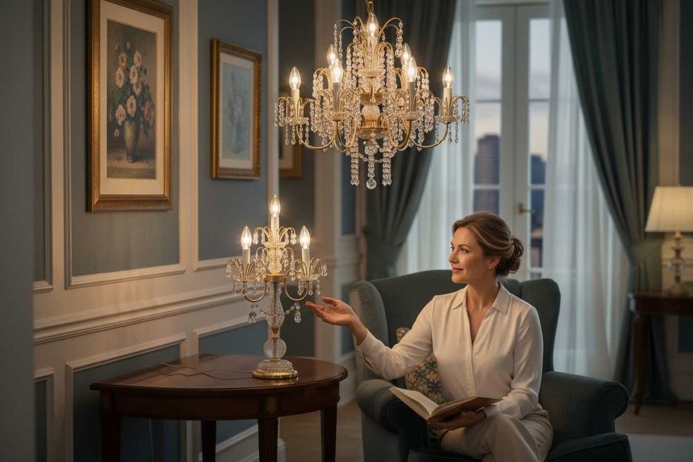 Solken Leuchten komplet lamp Vintage lata 70-te kryształowy żyrandol