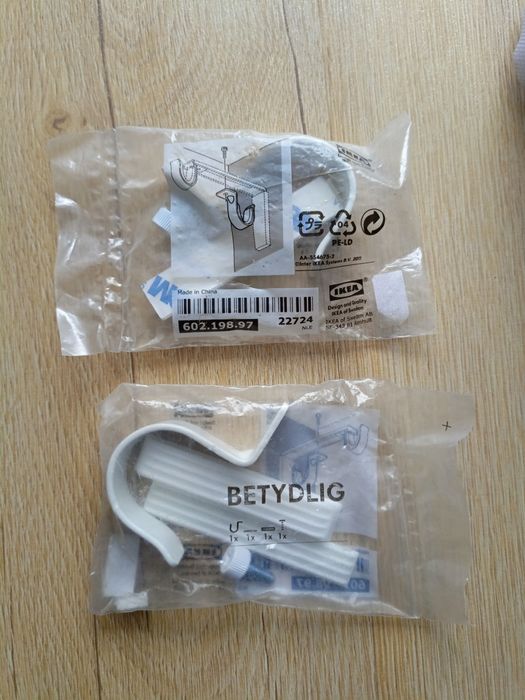 2x IKEA Betydlig Uchwyt na drążek na zasłonę biały białe 2szt