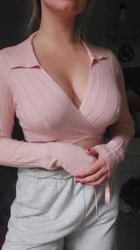 Sweter wiązany crop top różowy krótki shein 38 m 36 s