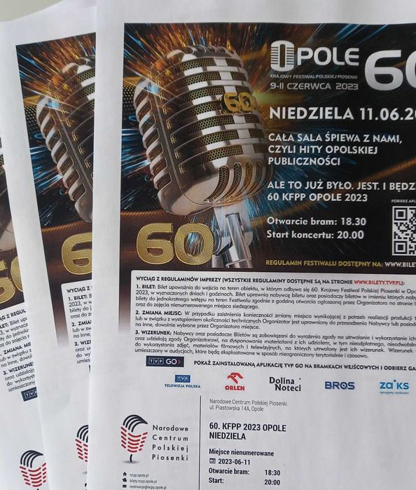 Bilety 60 KFPP Festiwal Polskiej Piosenki Opole 2023
