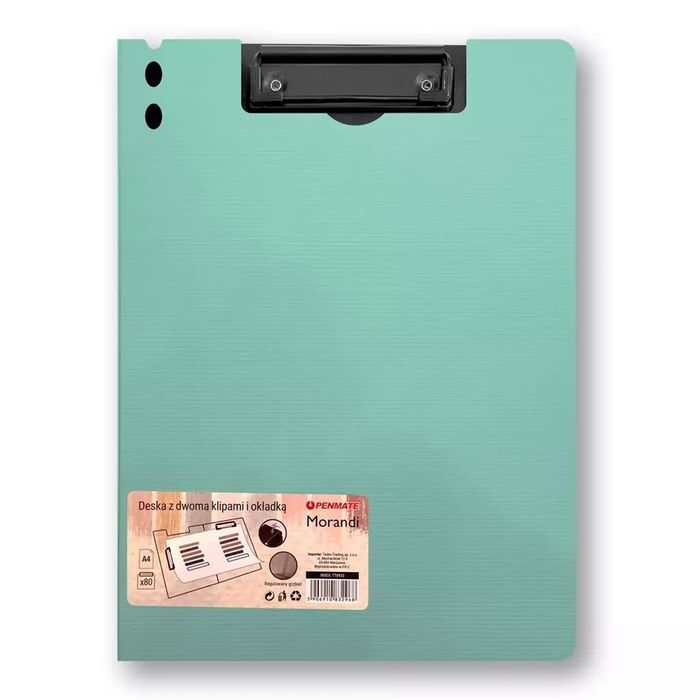 Deska z klipem i okładką A4 Morandi niebieskoziel. Penmate