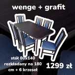Nowe: Stół rozkładany + 6 krzeseł , wenge + grafit , dostawa cała PL