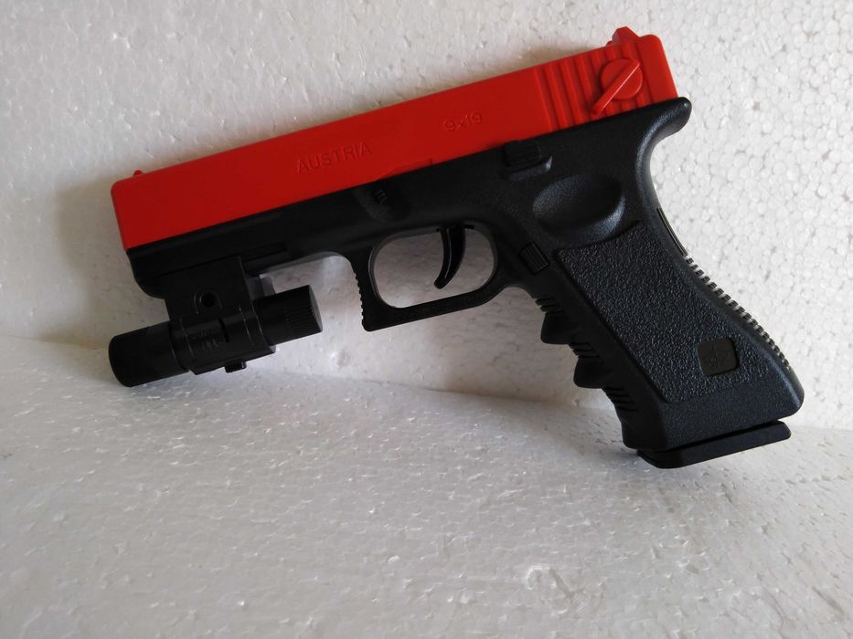 Pistola Glock Mola + Laser + Carregadores + Esferas Gel