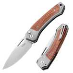 Nóż składany LionSteel Twain Gray Titanium / Natural Canvas Micarta, S