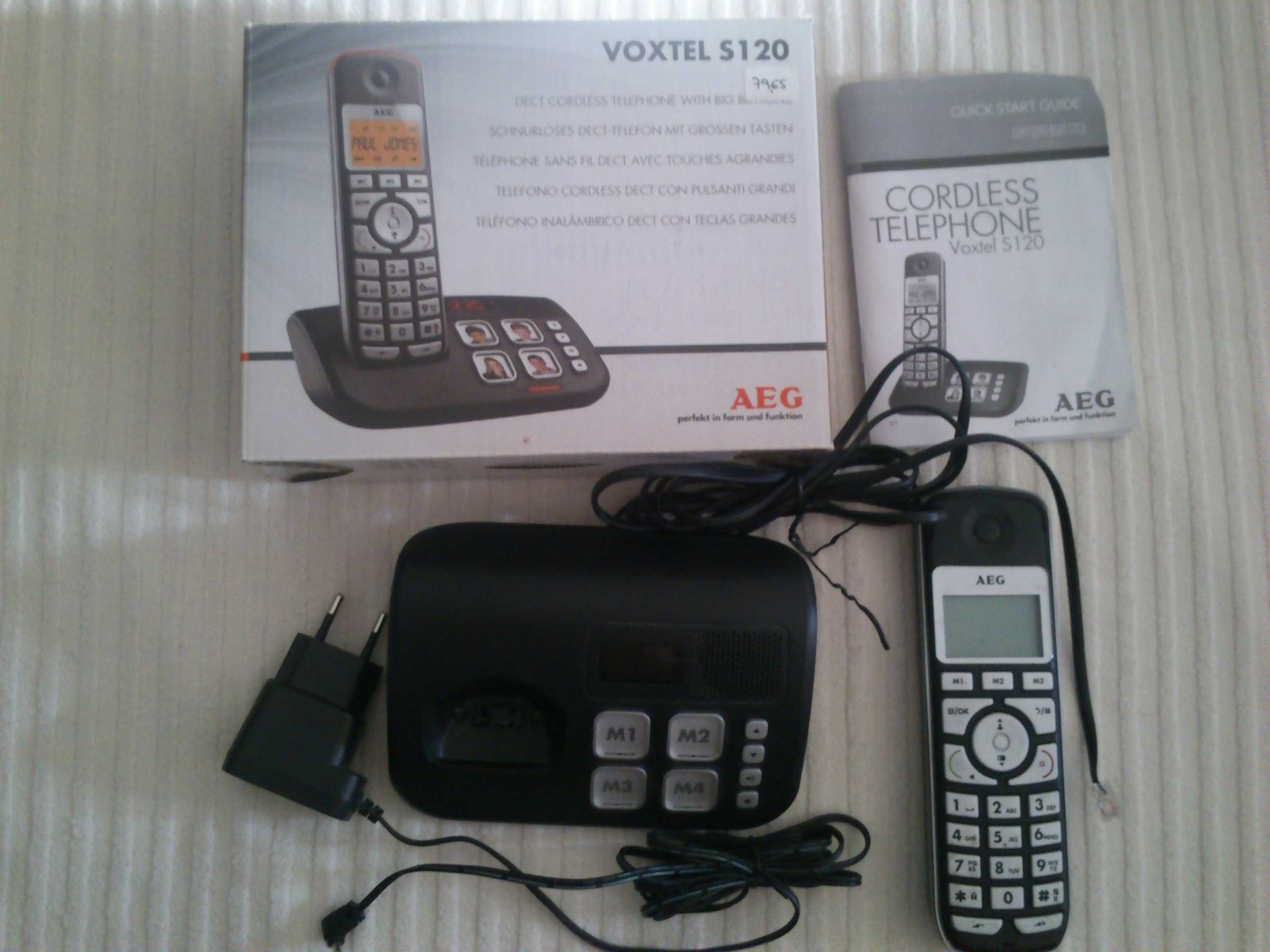 AEG Telefone rede fixa s/ fio, VOXTEL S120, c/instruções defeito visor