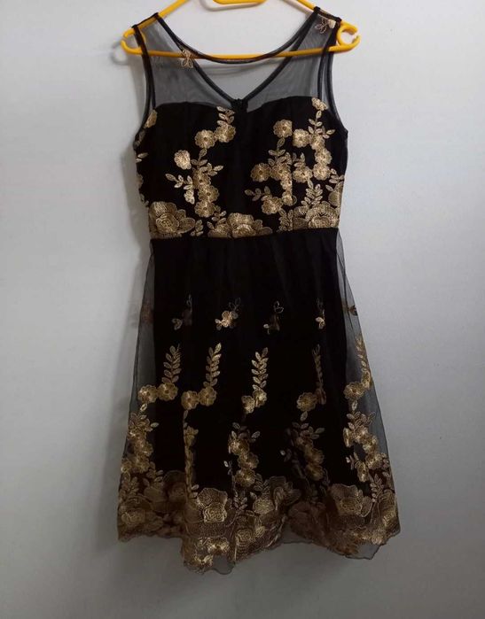 Sukienka damska czarno złota r. S/M