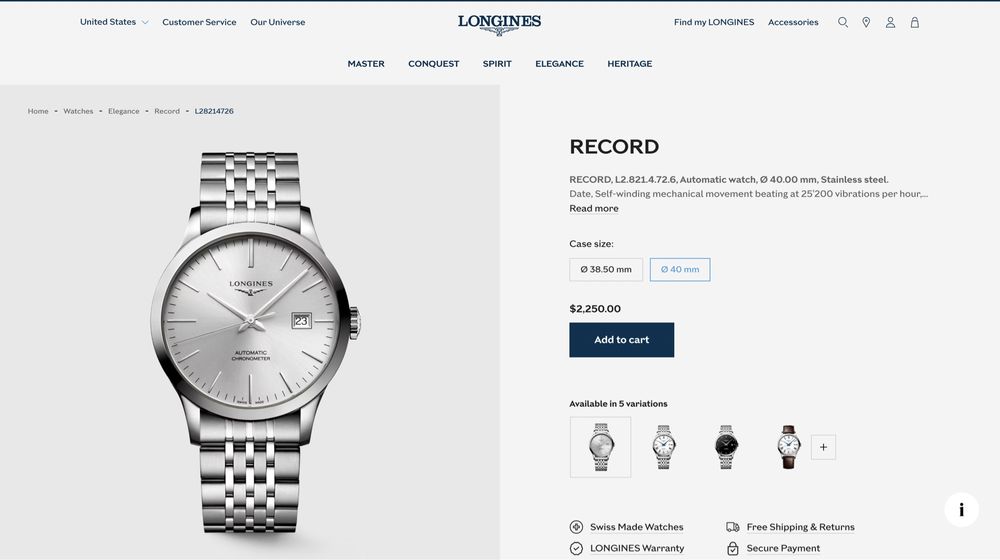 Longines automatic chronometer L2.821.4 состояние новых часов