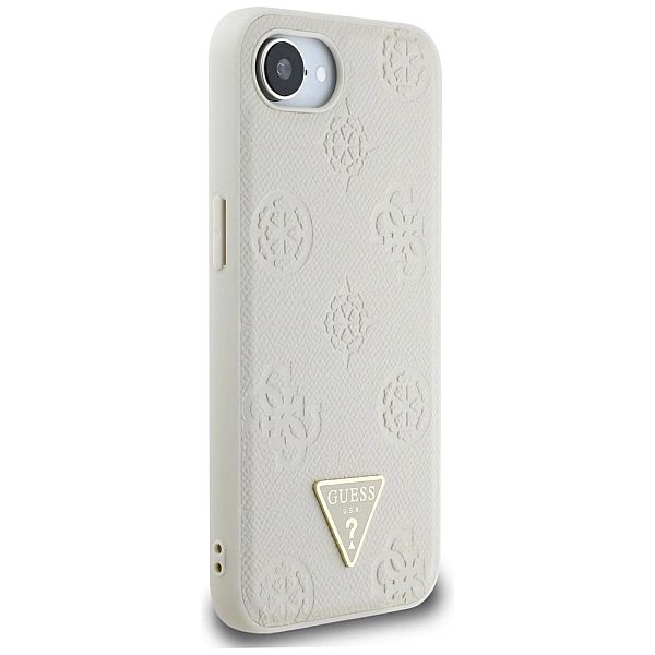Etui Guess Grained Hot Stamp Peony Triangle Logo MagSafe na iPhone 16e