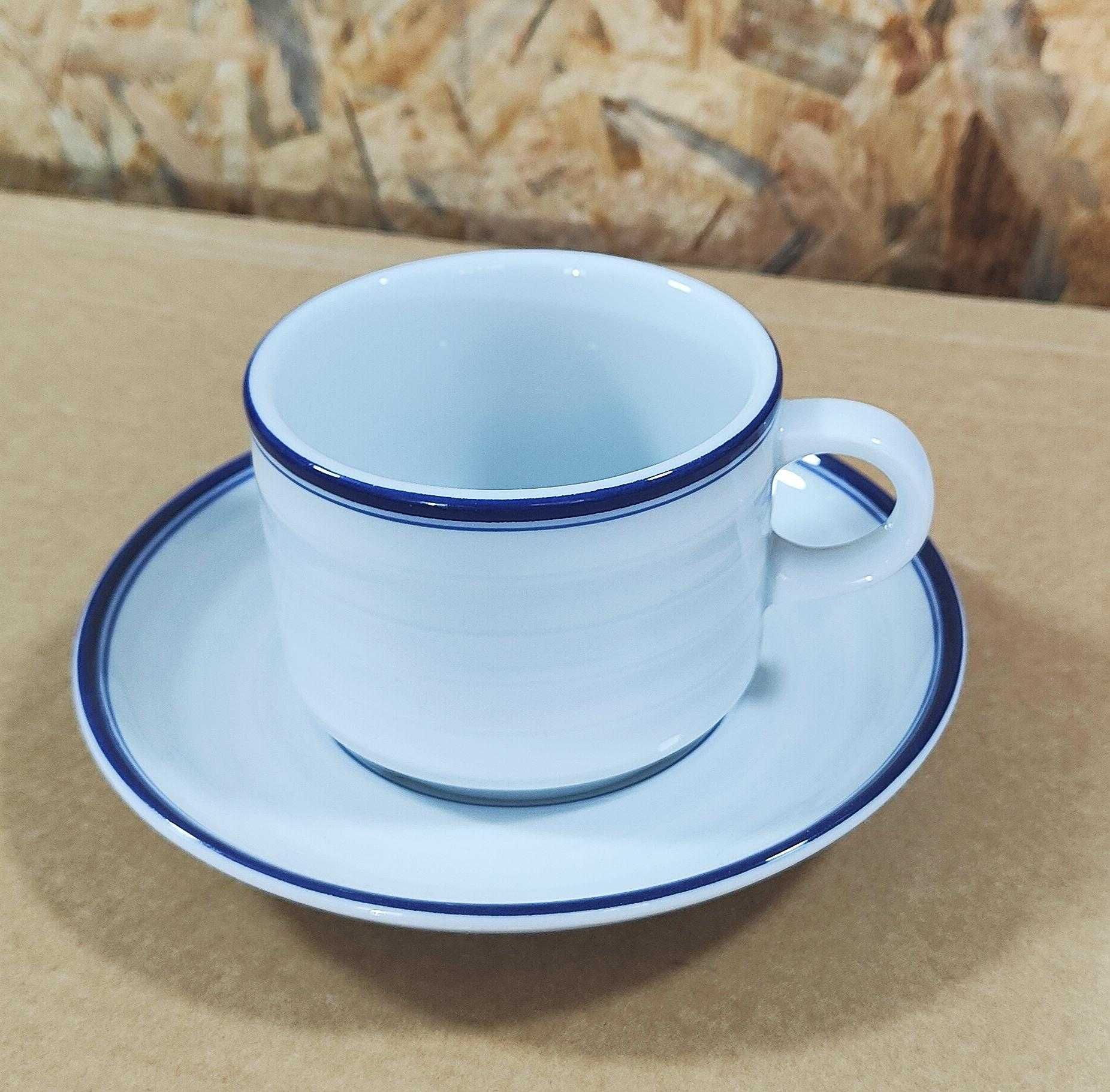 Conjunto de 2 chávenas com pires - risca azul