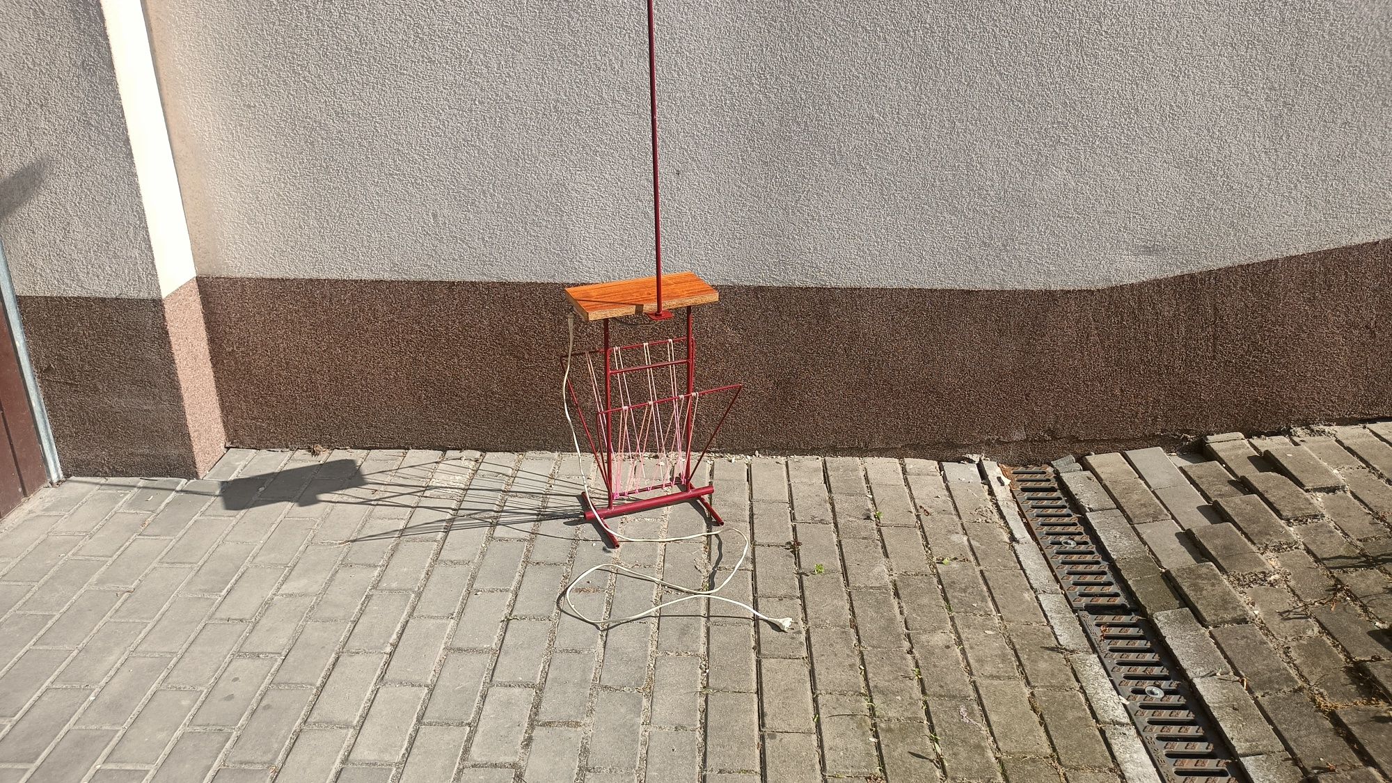 Lampa Stojąca Stolik Gazetownik PRL metalowa 160 cm stara vintage