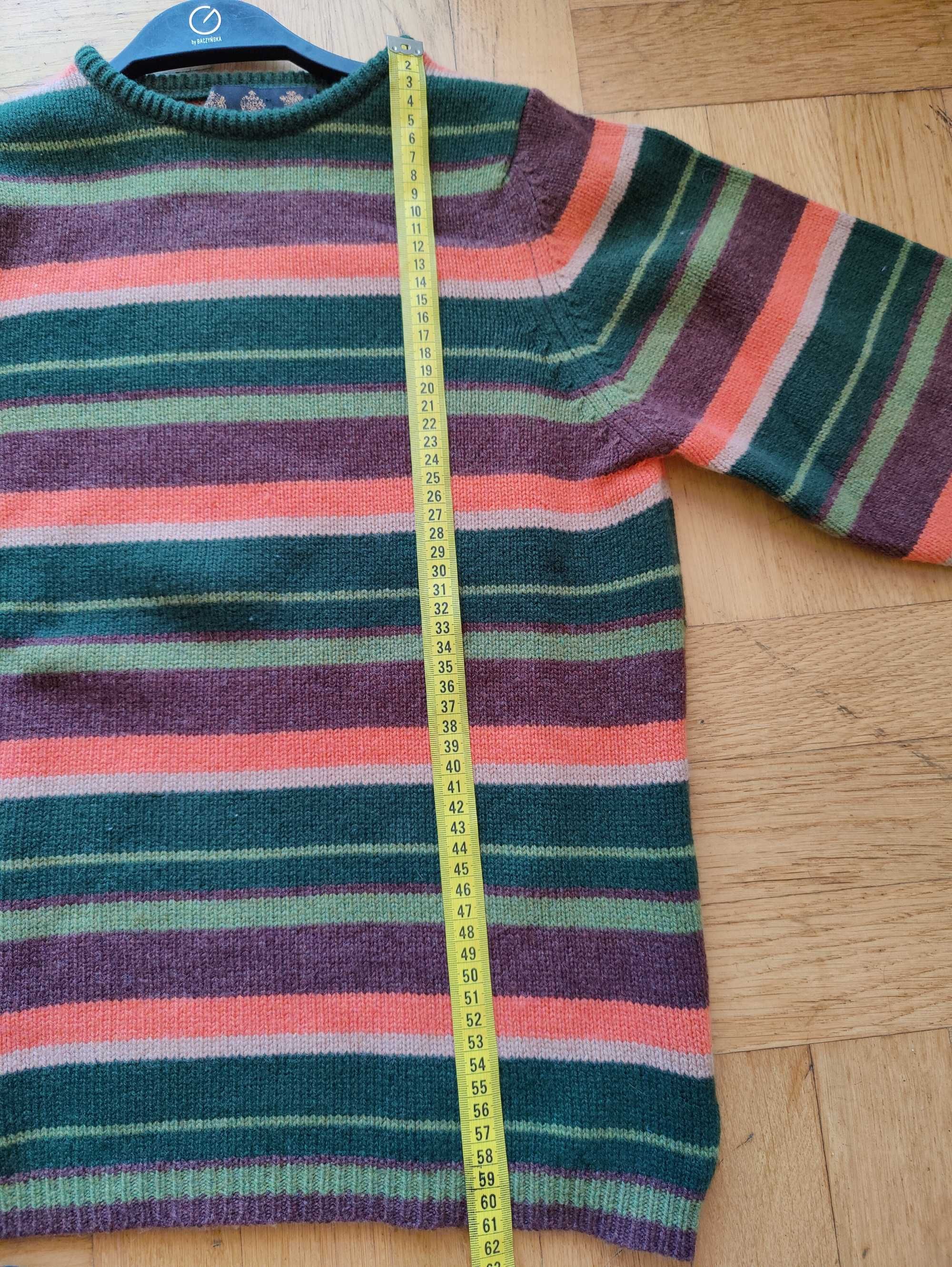 Barbour sweter paski wełna ciepły damski 38/40 M/L