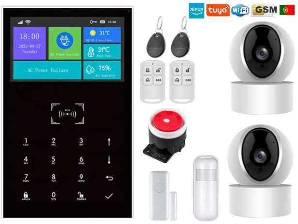 Alarme Tuya Casa Sem Fios + 2x Cameras GSM/WiFi Android/iOS (NOVO)