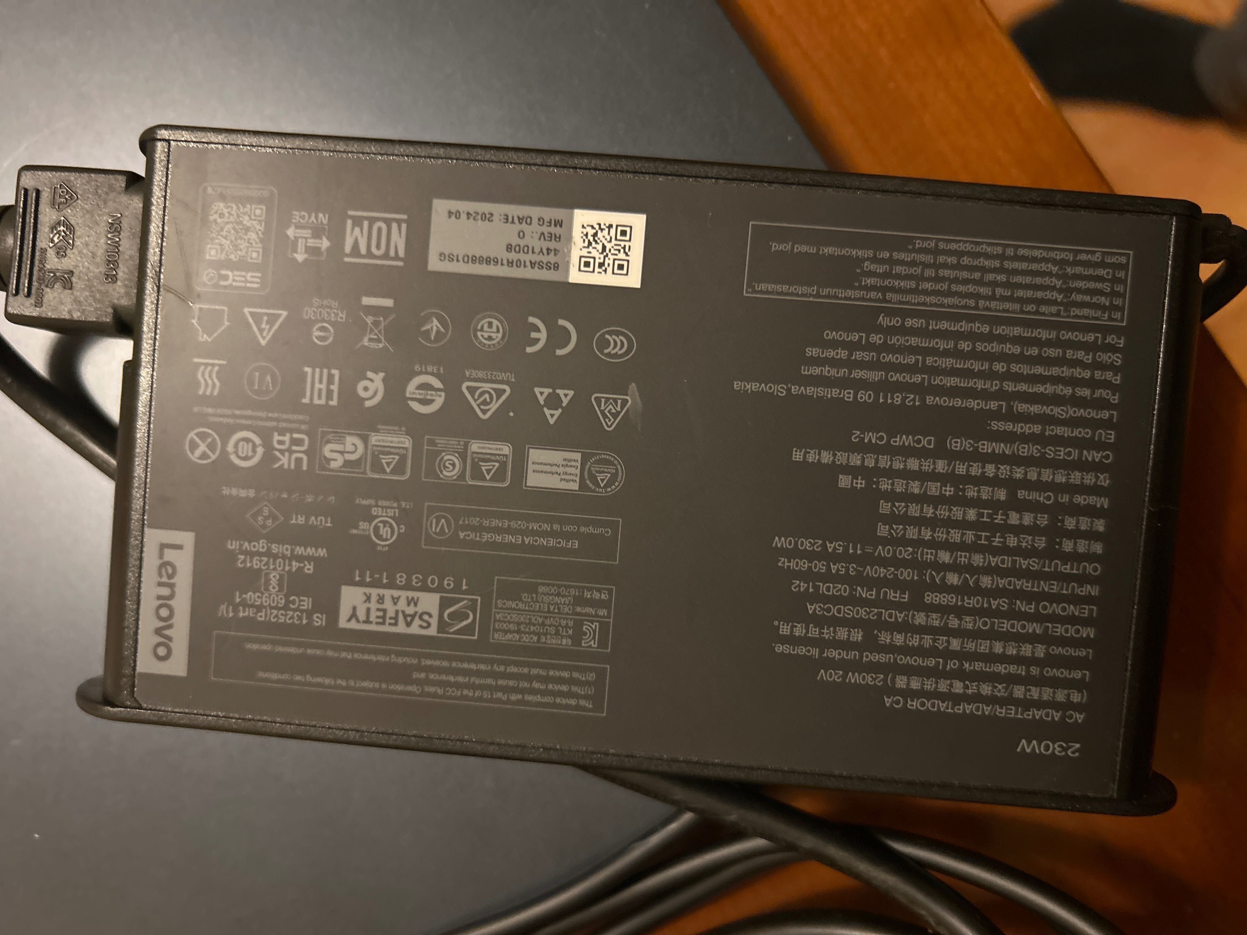 Adaptador Ac / Carregador Lenovo Legion 230W c/ garantia 22 meses
