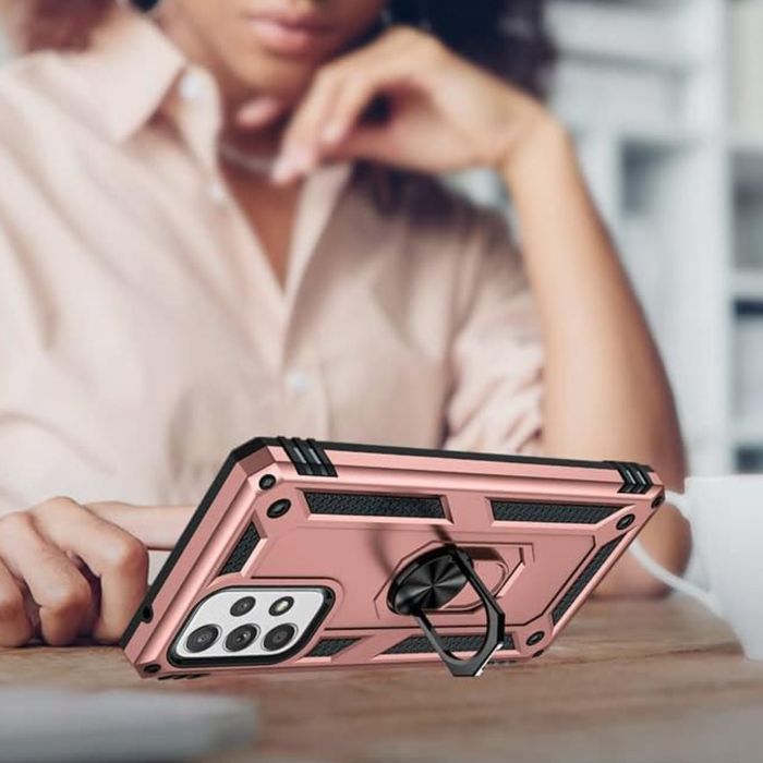 Pancerne Etui Ochronne do Samsung Galaxy A53 5G Pierścień Szkło Różowe