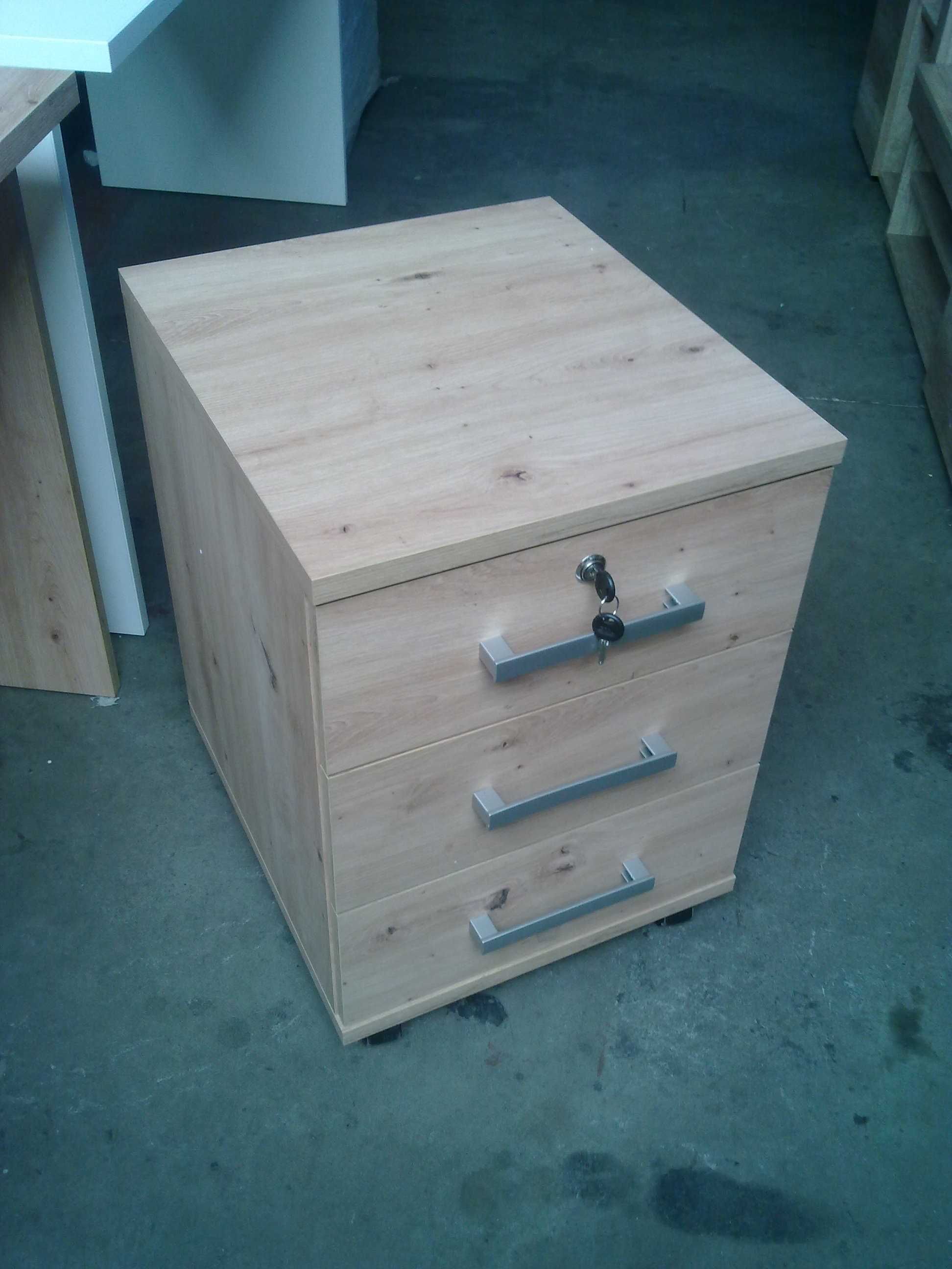 43x48x60 (dąb artisan) Nowe kontenerki na kółkach pod biurko