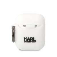 Etui Karl Lagerfeld z 3D Karl's Head na AirPods 1/2 - Białe Silicone