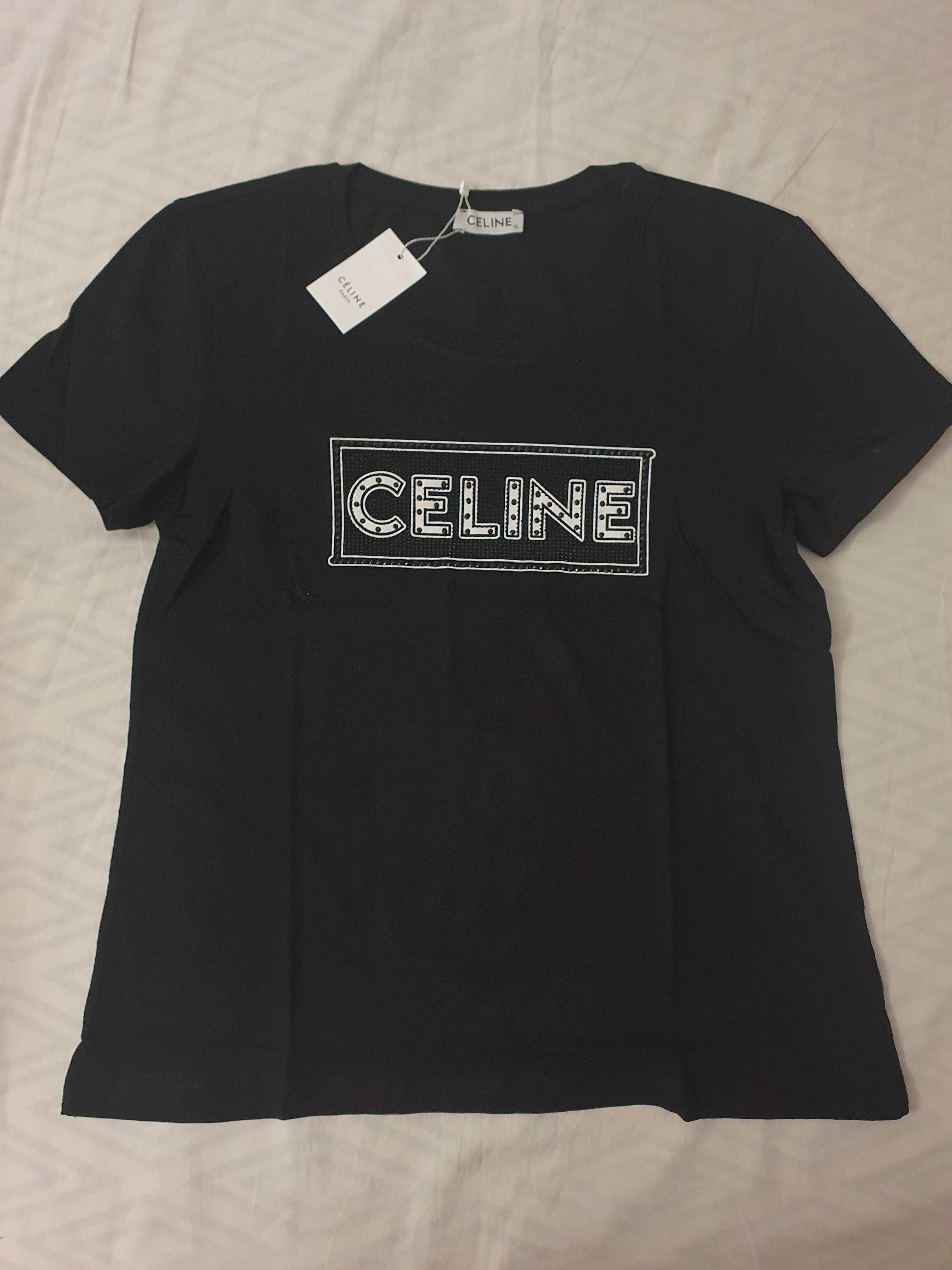 NOWA damska koszulka Celine t-shirt cc bluzka czarna xl 42
