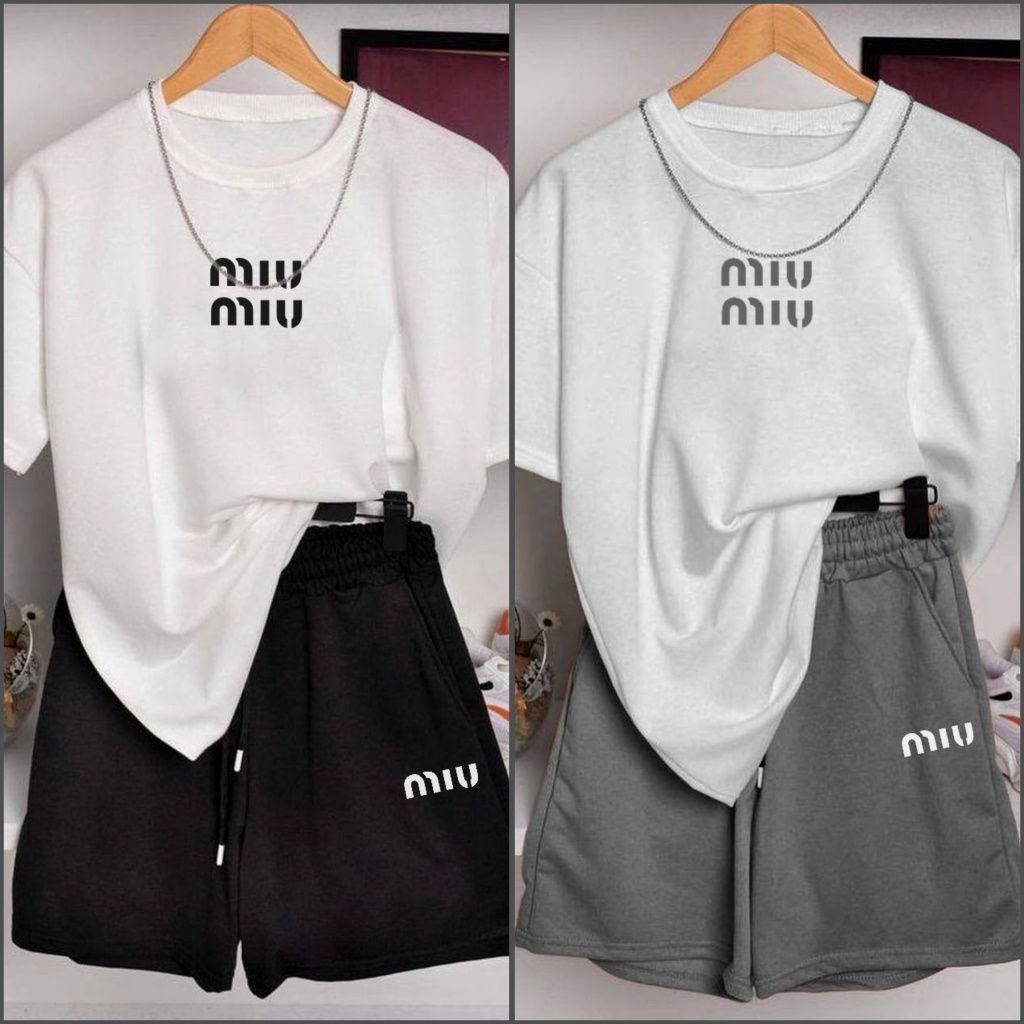 ‼️ Жіночий літній костюм miu mui: футболка шорти. Р. 42-44, 46-48