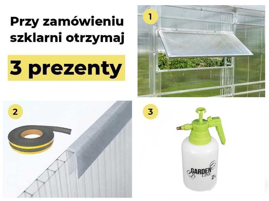 Szklarnia z Poliwęglanu 4mm 2,85х4m, 6m, 8m, 10m, 40x20mm + 3 prezenty