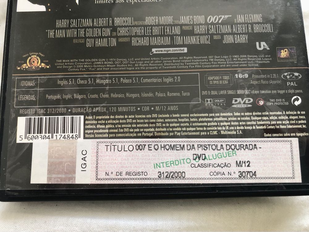 007 O Homem da Pistola Dourada - DVD 9Gb Dolby Digital 5.1 (Portes CTT GRÁTIS)