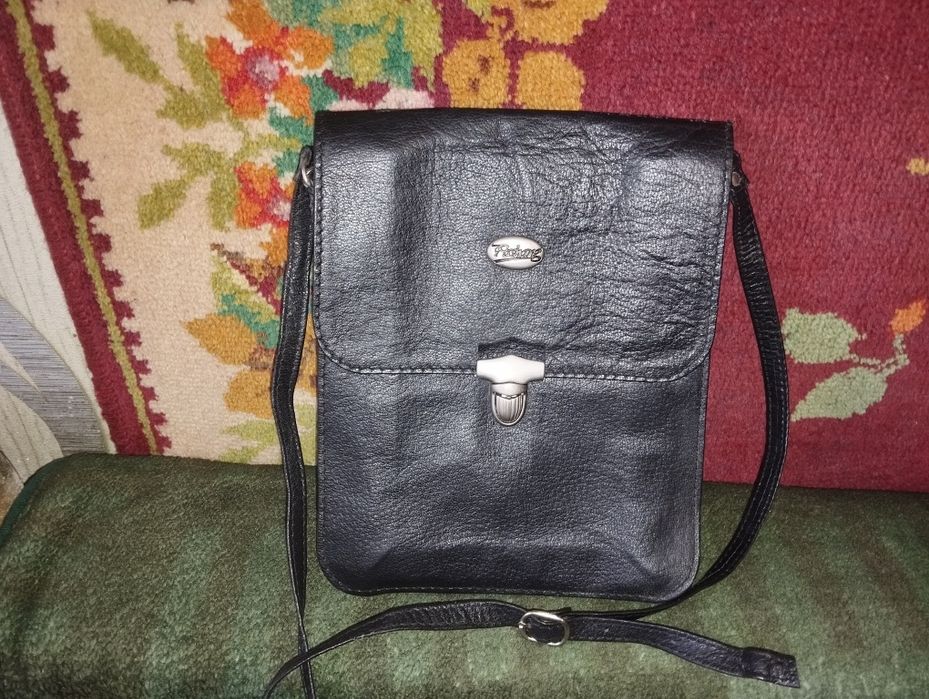 Сумка мужская кожаная планшет на плечевом ремне