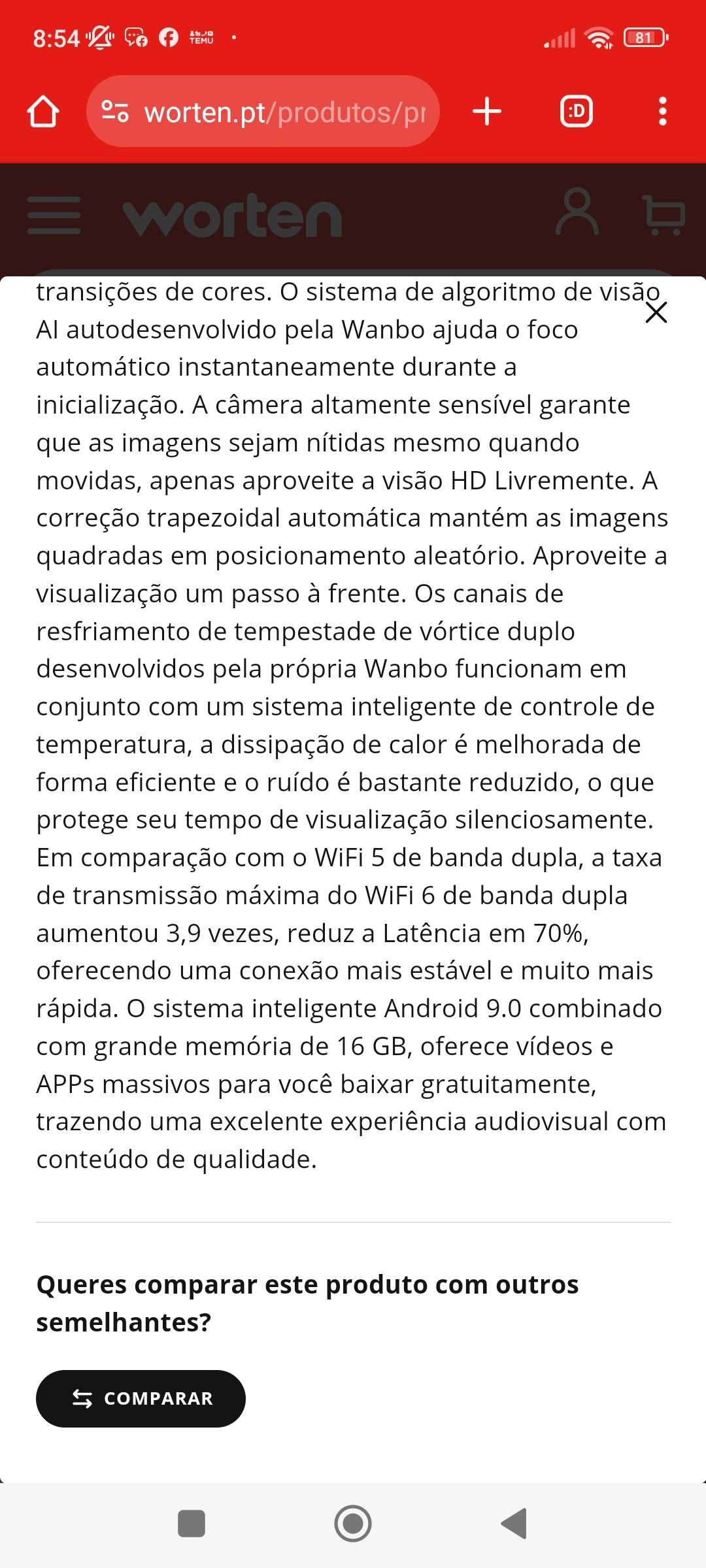 Projetor Wanbo x5 LCD 1080 P 1100 ANSI=33000 lúmens