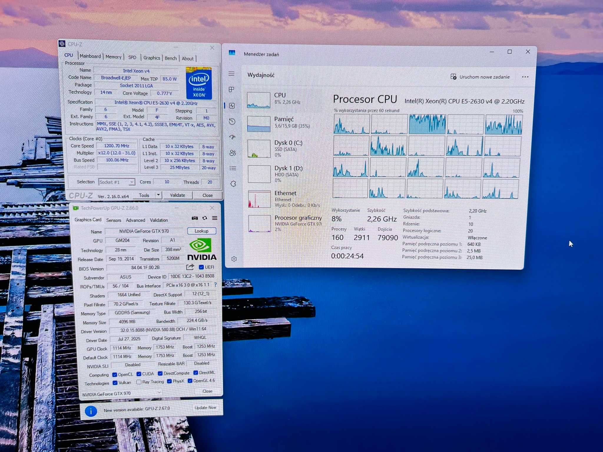 Komputer do gier 2630v4 16/250ssd+320hdd GTX 970