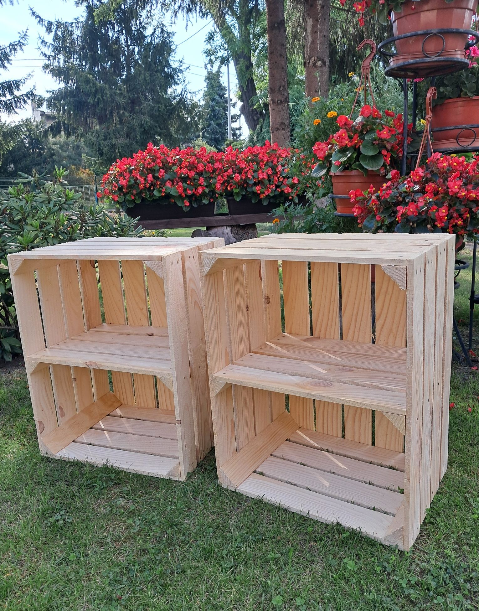 Dwie nowe skrzynki drewniane z półką krótką 50x40x30 przesyłka OLX