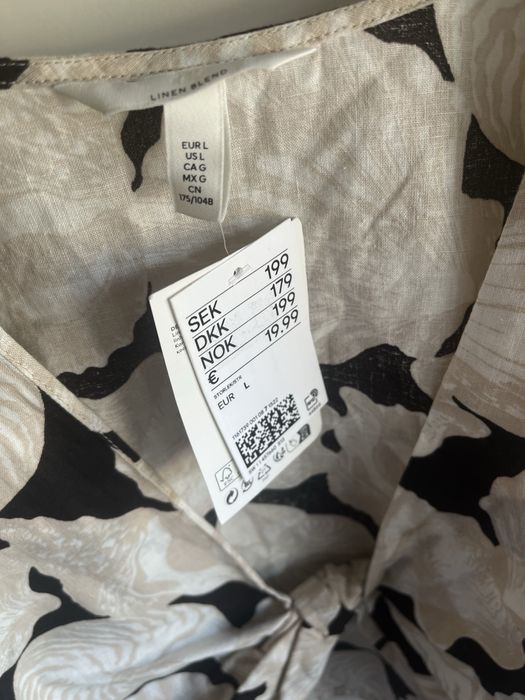 Lniana nowa bluzka na lato długi rękaw h&m