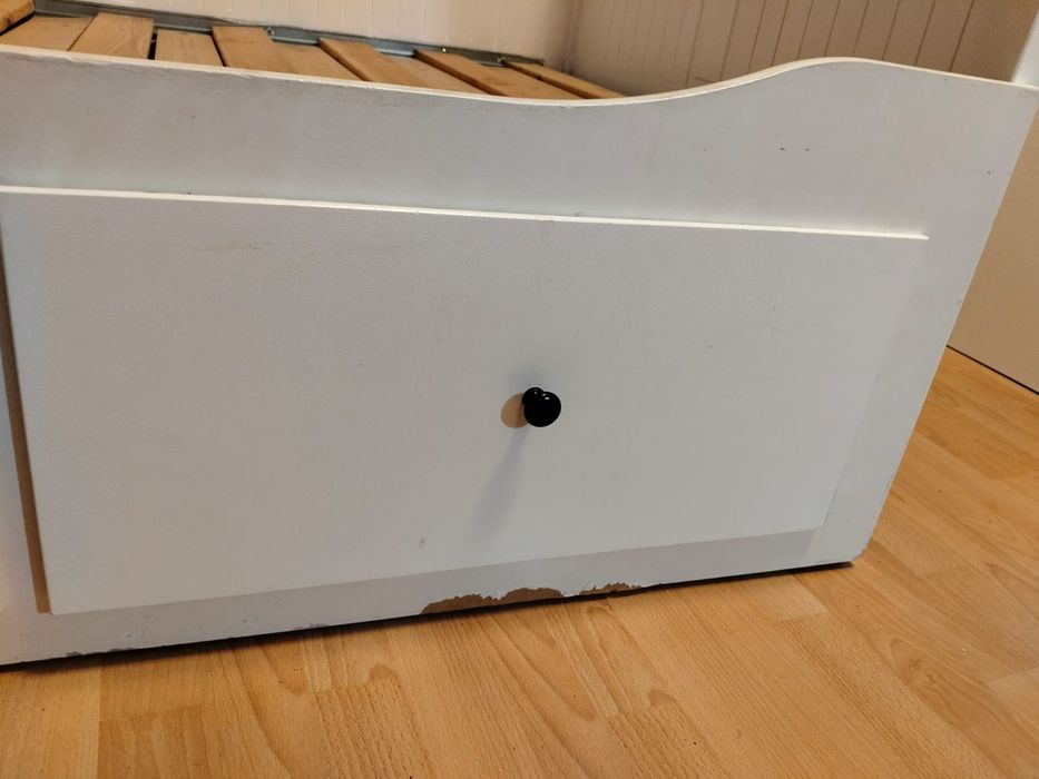 Białe Duże Rozkładane Łóżko Hemnes z szufladami