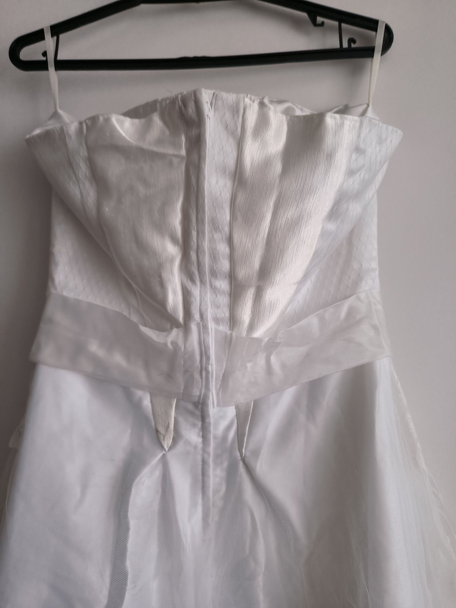 Biała koronkowa suknia ślubna z gorsetem tiul 36 38 S M