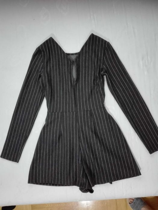 sukienka/kombinezon Bershka, szary w prążki, 36, S, grafitowy