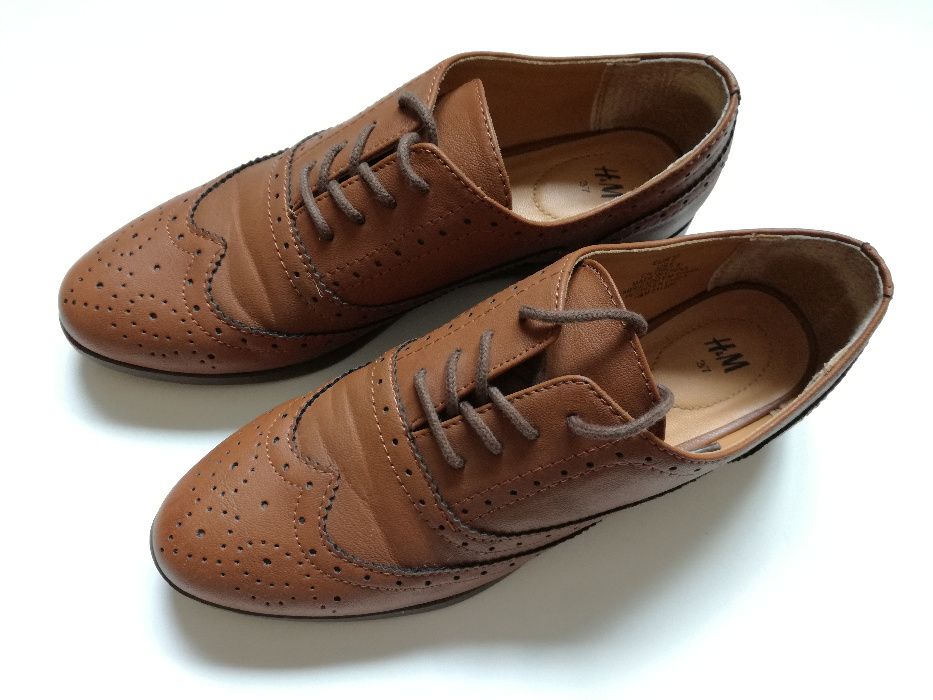 HM pólbuty buty wizytowe damskie brązowe styl angielski retro roz. 37