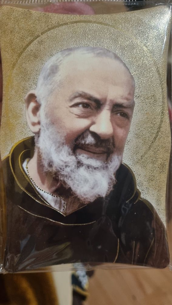 Padre Pio święty obraz 10×15+relikwia obrazek