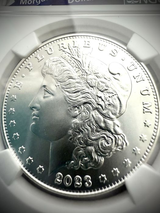 Доллар Моргана серебро в слабе MS70 | 1 доллар Моргана