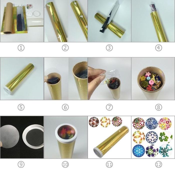 Caleidoscópio Kits DIY Colorido Rotação Ciência Experimento 2x