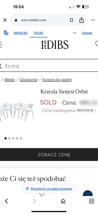 Oryginalne  włoskie krzesla Sintesi Orbit Large vintage unikat 4 szt