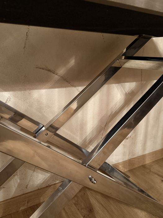 Konsola metalowa chrom chromowana szafka drewniana glamour stal metal