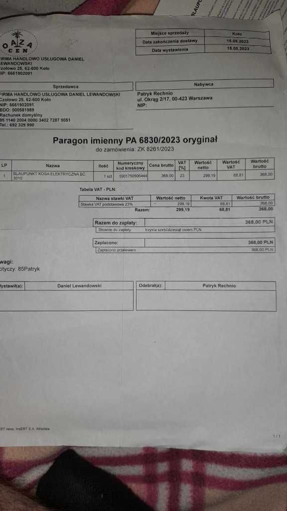 KOSA Podkaszarka Bosch - BLAUPUNKT BC3010   GWARANCJA  Kosiarka