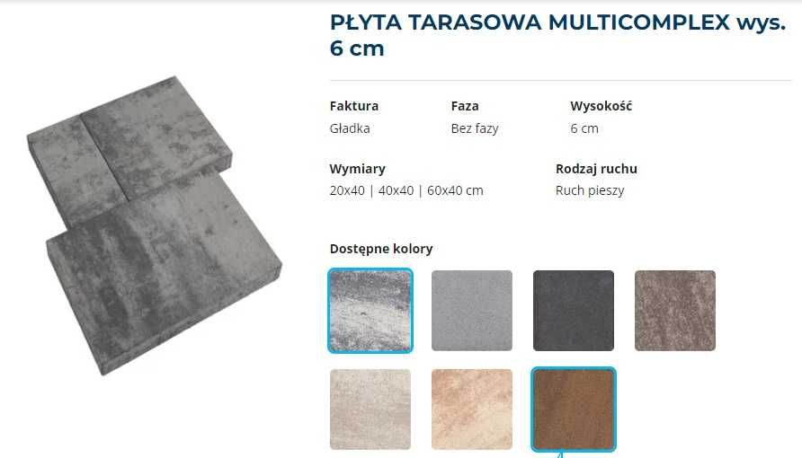 Płyta tarasowa POLBRUK MULTICOMPLEX, kostka brukowa, płyta betonowa