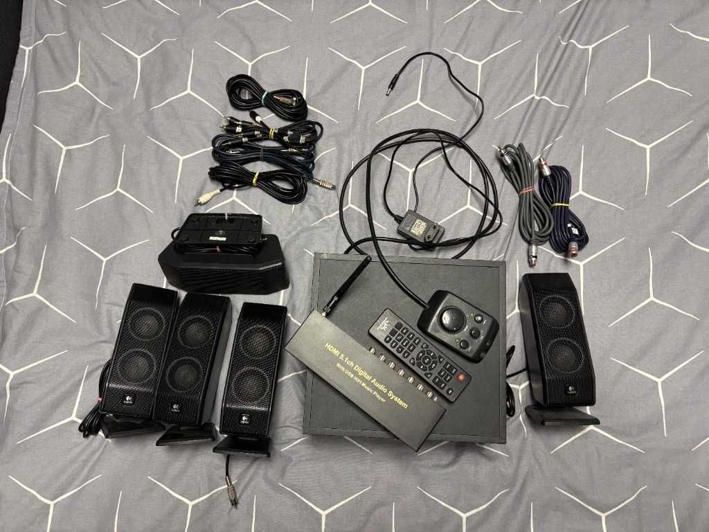 Kino Domowe Plug&Play Logitech X-540 +Dekoder 5.1 ARC + Przedłużacze
