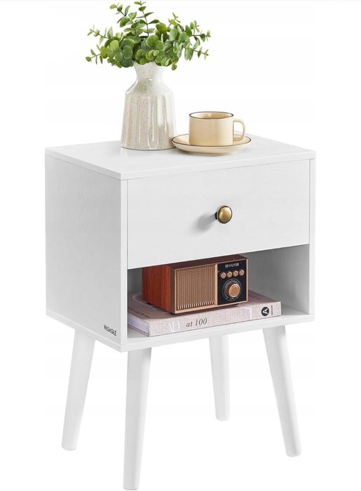 Szafka nocna stolik pomocniczy boczny biała szuflada