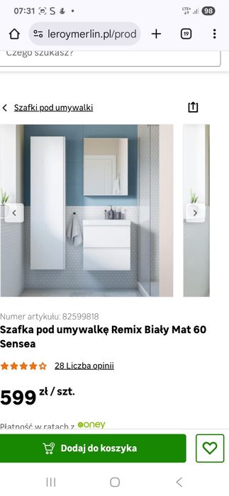 Szafka pod umywalkę 60 REMIX biały sensea