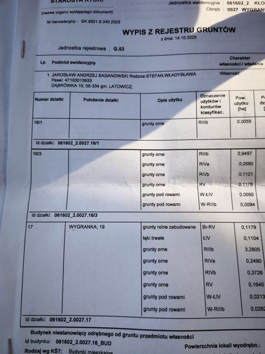 Grunty orne działki ziemia siedlisko